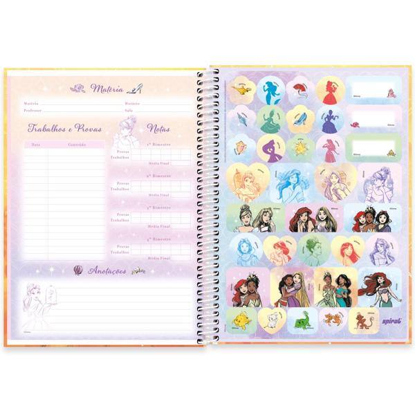 Caderno Universitário Capa Dura, 1x1, 80 Folhas, Princesas Disney, 2332560, Spiral Pn - PT 1 UN