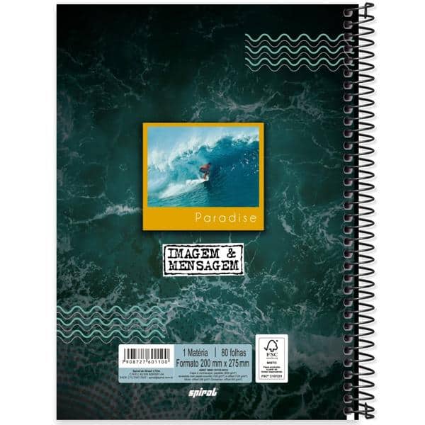 Caderno Universitário Capa Dura 1X1 80 Folhas Imagem e Mensagem Spiral - PT 1 UN