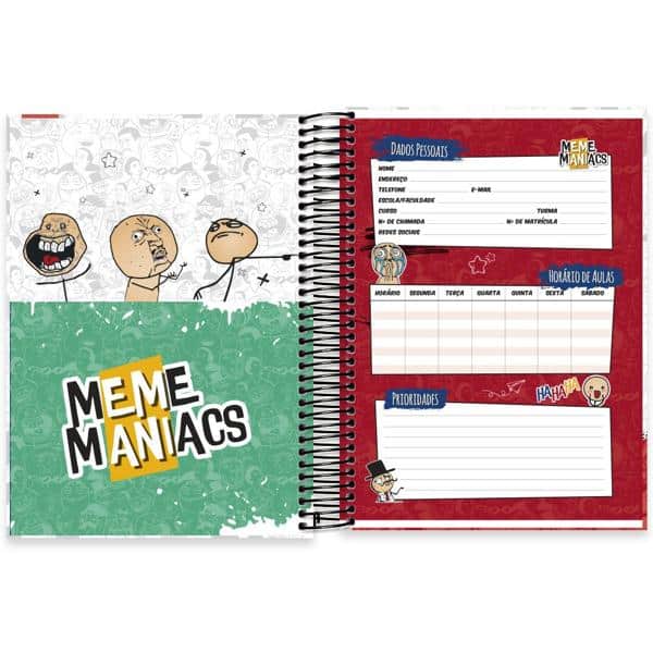 Caderno Universitário Capa Dura 10X1 160 Folhas Meme Maniacs Spiral - PT 1 UN