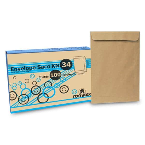 Envelope saco kraft natural 75g 240x340 kft34 2119 Romitec CX 100 UN