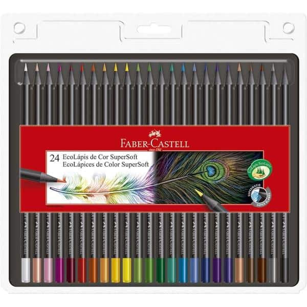 Lápis de Cor SuperSoft 24 Cores, Faber-Castell - CX 1 UN
