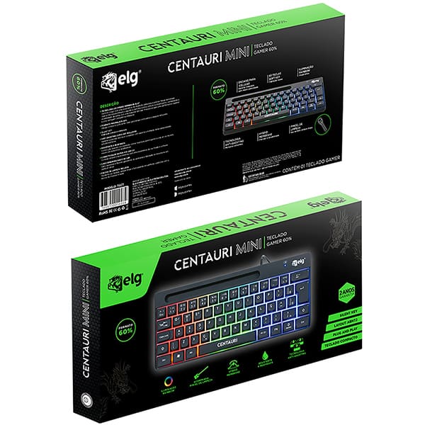 Teclado USB Gamer Centauri, ABNT, Preto, TGCT, Elg - CX 1 UN